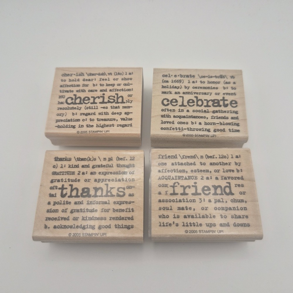 Stampin' Up! Lexicon of Love Stamp Set 2005 Complete Set of 4 Wood Mounted